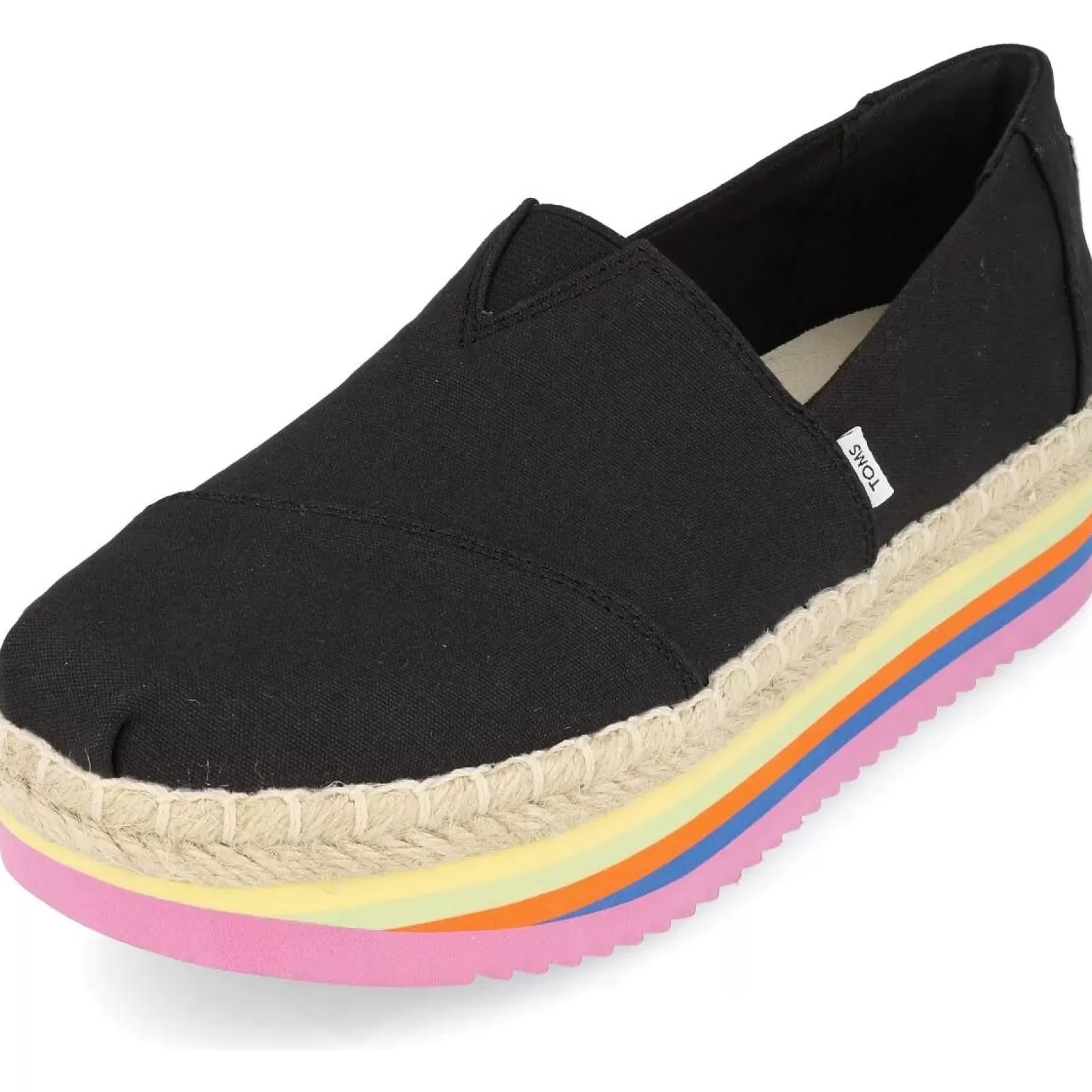 TOMS Canvas Rainbow Platform Rope High Alpargata-Women Heels